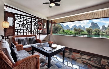 Yangshuo Mountain Retreat Riverview Double Queen Balcony