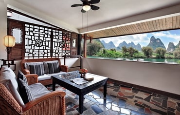 Yangshuo Mountain Retreat Yangshuo hotels Riverview Double Queen Balcony