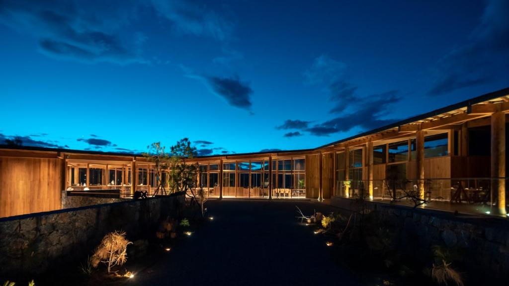 The Linden Centre courtyard at night, Shibaoshan, Shaxi, Yunnan